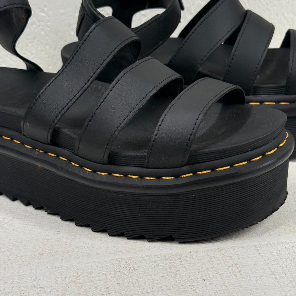 Dr. Martens Blaire Quad Platform Gladiator Sandals Black Hydro Leather Size 9 - Picture 6 of 13